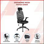 Ergonomic Black Mesh Office Chair with Headrest