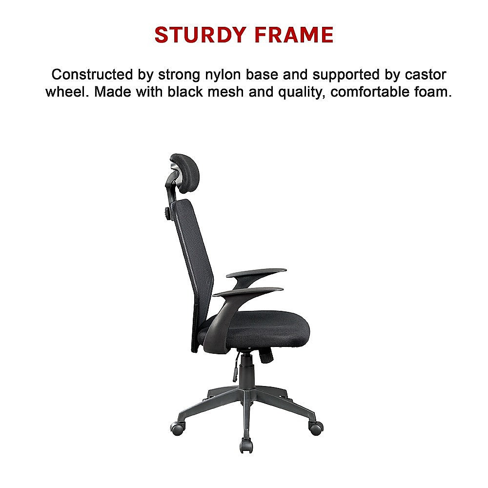 Ergonomic Black Mesh Office Chair with Headrest