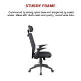 Ergonomic Black Mesh Office Chair with Headrest