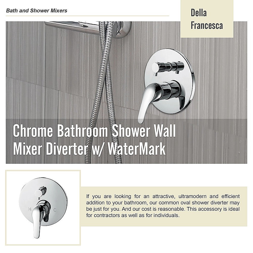 Chrome Bathroom Shower Wall Mixer Diverter w/ WaterMark