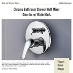 Chrome Bathroom Shower Wall Mixer Diverter w/ WaterMark