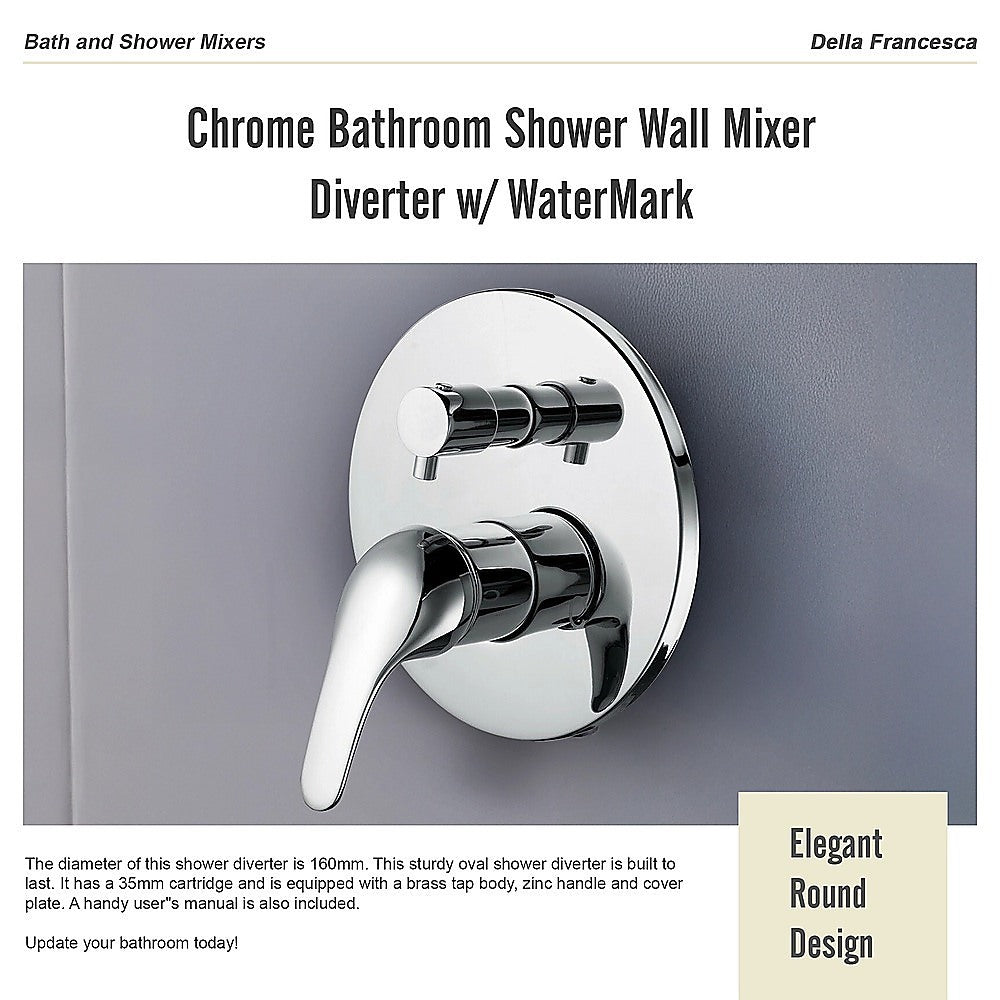 Chrome Bathroom Shower Wall Mixer Diverter w/ WaterMark