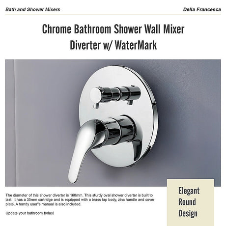 Chrome Bathroom Shower Wall Mixer Diverter w/ WaterMark