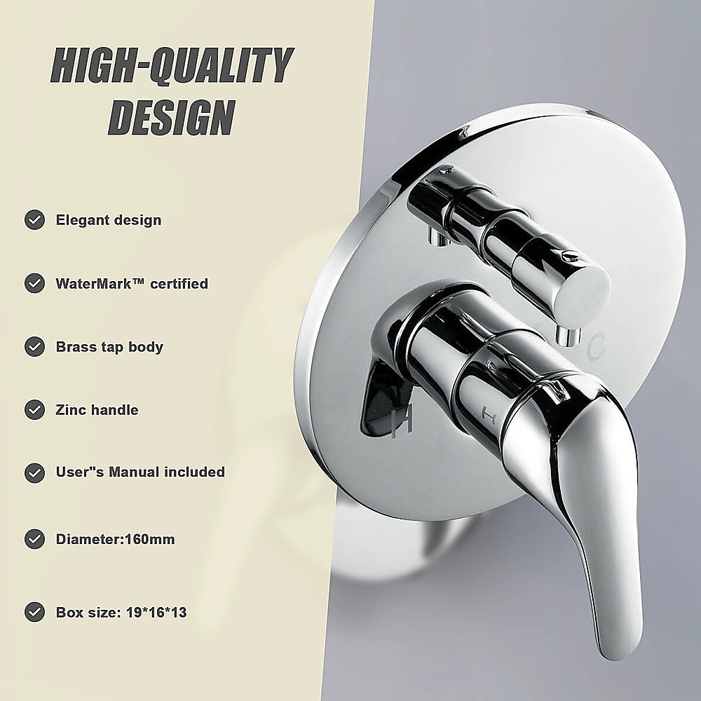 Chrome Bathroom Shower Wall Mixer Diverter w/ WaterMark