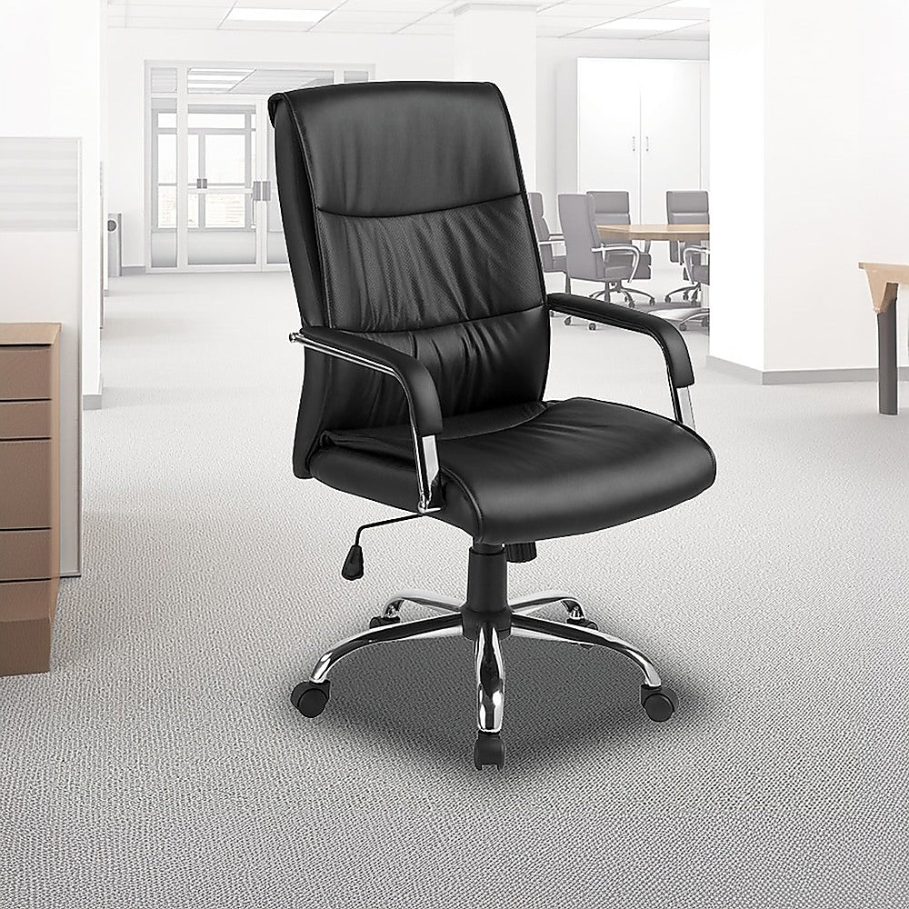 Executive PU Leather Office Chair with Lumbar Support
