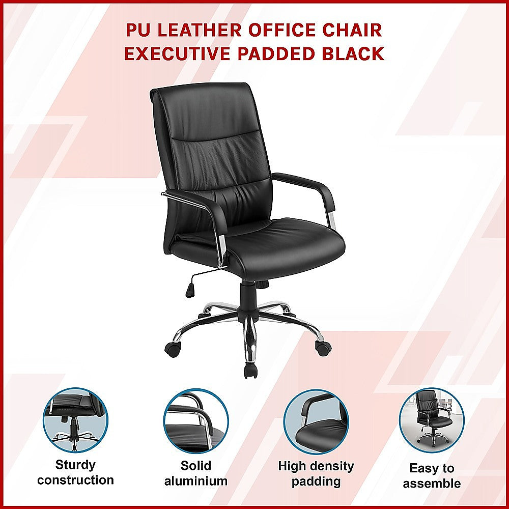 Executive PU Leather Office Chair with Lumbar Support