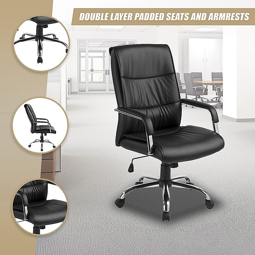 Executive PU Leather Office Chair with Lumbar Support