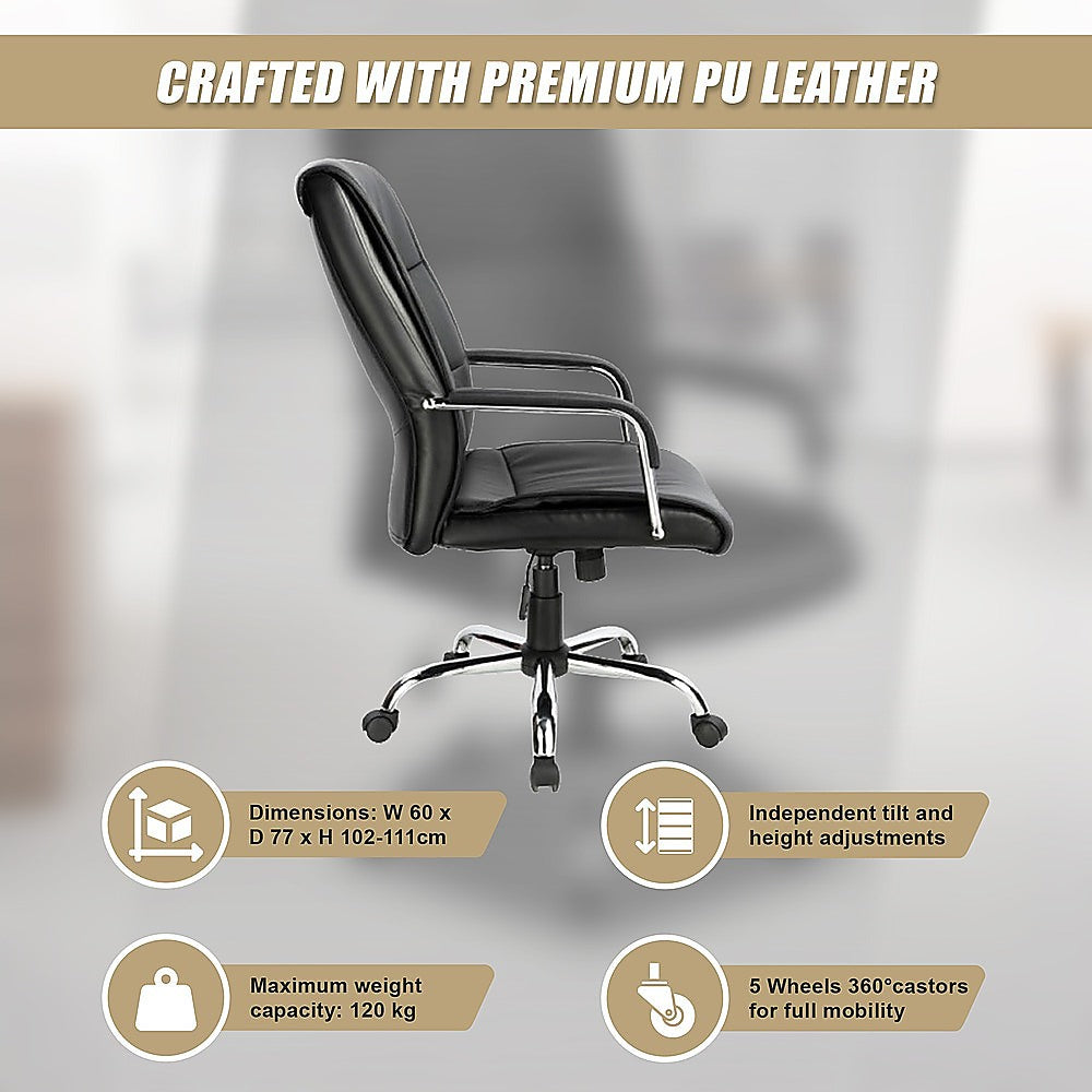 Executive PU Leather Office Chair with Lumbar Support