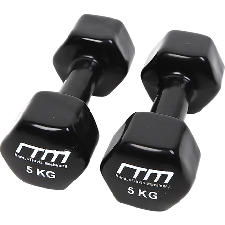 5kg Dumbbells Pair PVC Hand Weights Rubber Coated