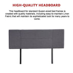 Linen Fabric Queen Bed Headboard Bedhead - Grey