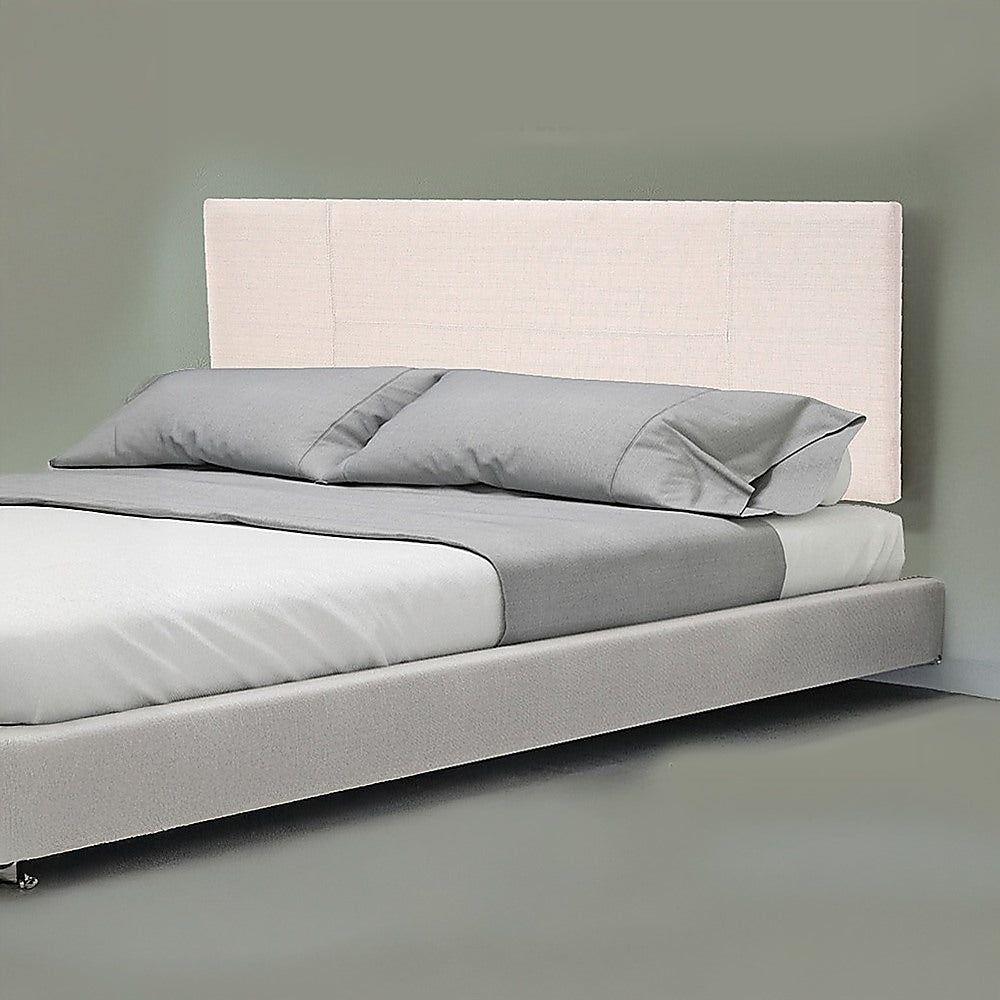 Linen Fabric Queen Bed Headboard Bedhead - Beige