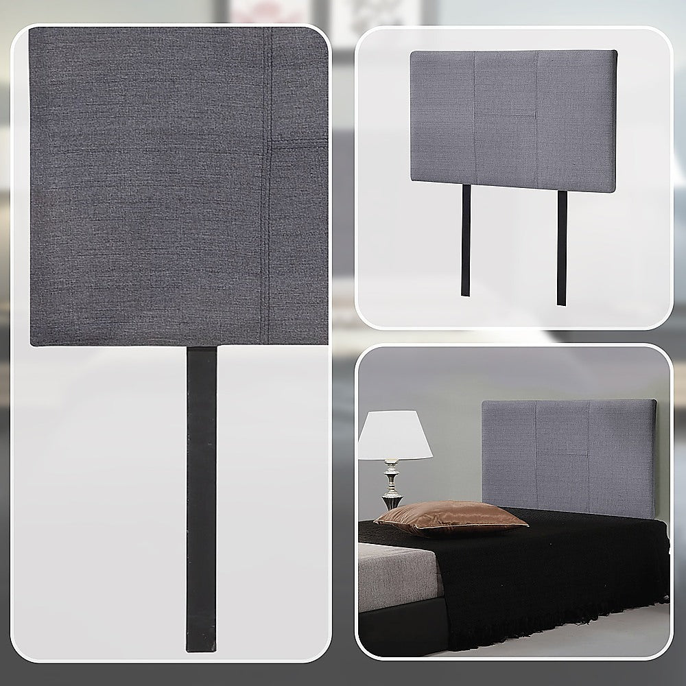 Linen Fabric Single Bed Headboard Bedhead - Grey
