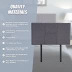 Linen Fabric Single Bed Headboard Bedhead - Grey