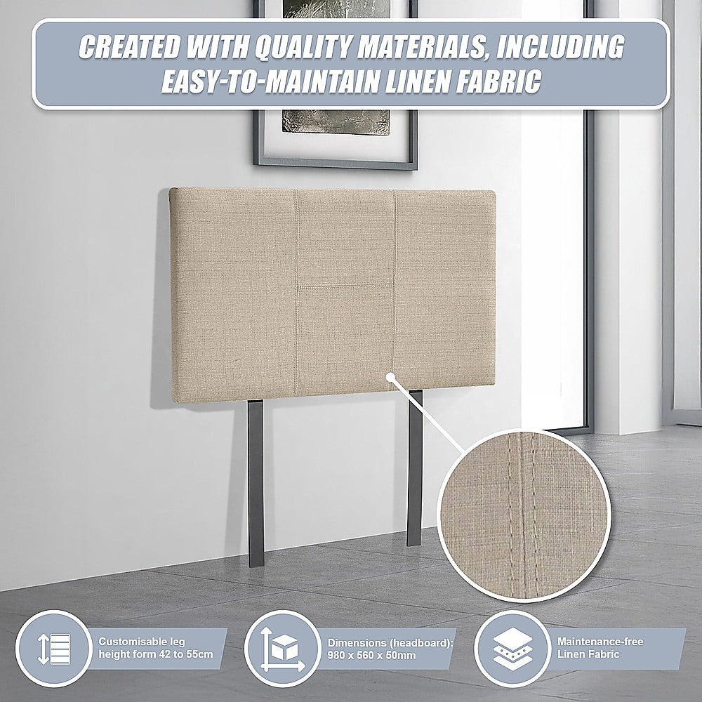 Linen Fabric Single Bed Headboard Bedhead - Beige