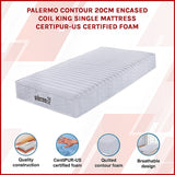 Palermo Contour 20cm Encased Coil Mattress