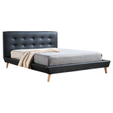 Double PU Leather Deluxe Bed Frame Black