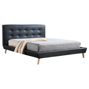 Double PU Leather Deluxe Bed Frame Black