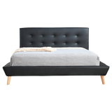 Double PU Leather Deluxe Bed Frame Black