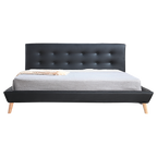 King PU Leather Deluxe Bed Frame Black