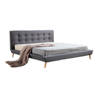 King Linen Fabric Deluxe Bed Frame Grey
