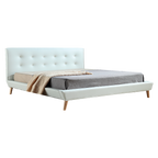 King PU Leather Deluxe Bed Frame White