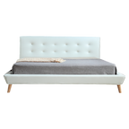 King PU Leather Deluxe Bed Frame White