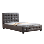 King Single PU Leather Deluxe Bed Frame Brown