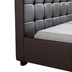 King Single PU Leather Deluxe Bed Frame Brown