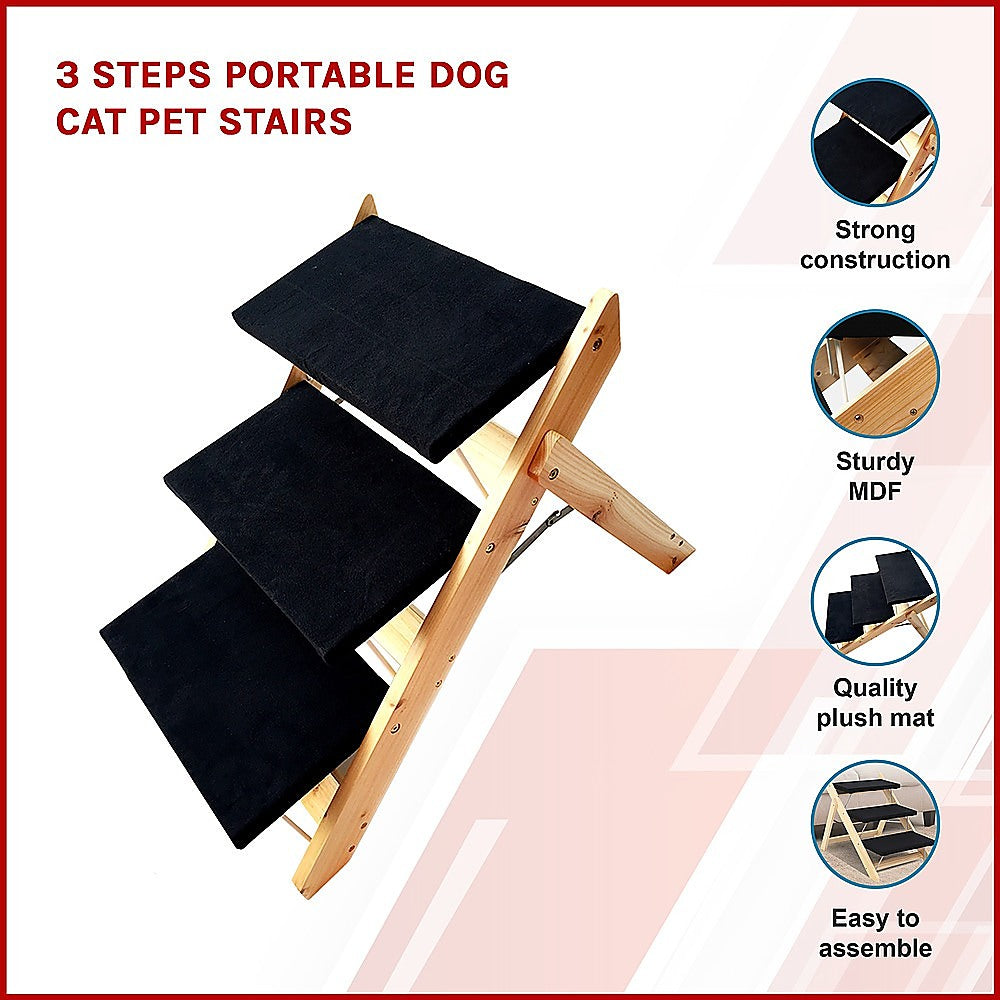 Portable 3-Step Pet Stairs for Easy Access