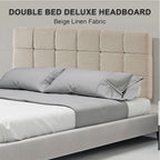 Linen Fabric Double Bed Deluxe Headboard Bedhead - Beige