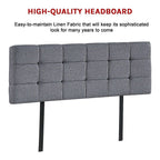 Linen Fabric Queen Bed Deluxe Headboard Bedhead - Grey