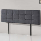 Linen Fabric King Bed Deluxe Headboard Bedhead - Grey