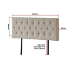 Linen Fabric Queen Bed Deluxe Headboard Bedhead - Beige