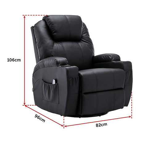 Palermo 360° Swivel Massage Sofa Chair Recliner with Heating Function