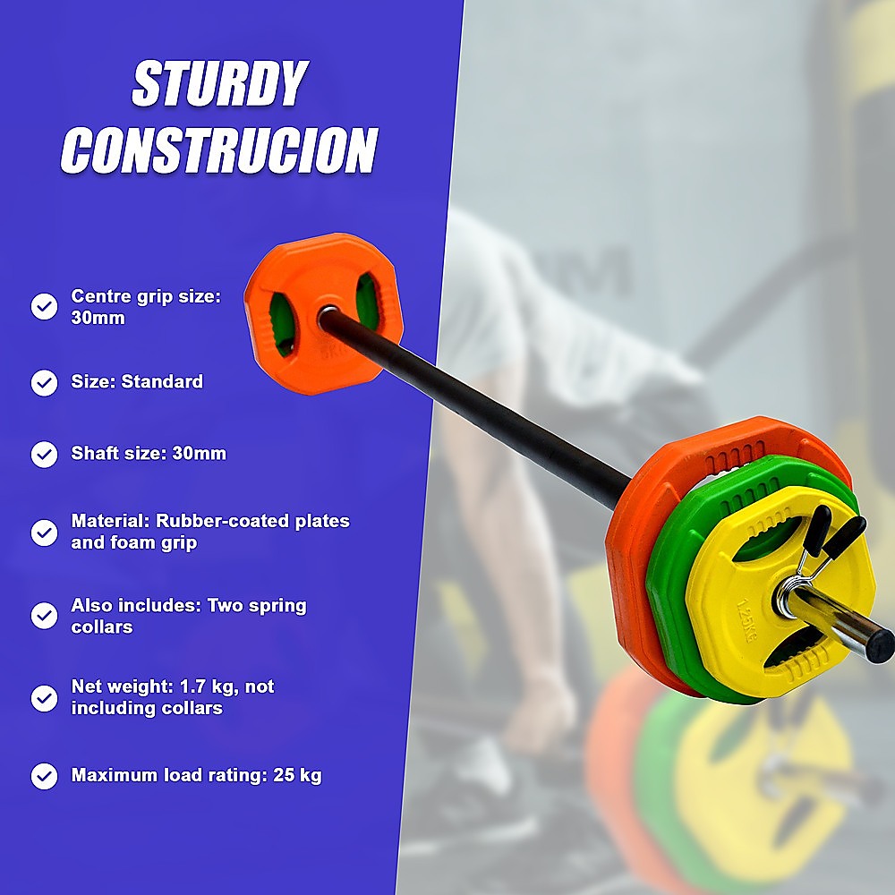 20kg Standard Rubber Coloured Barbell