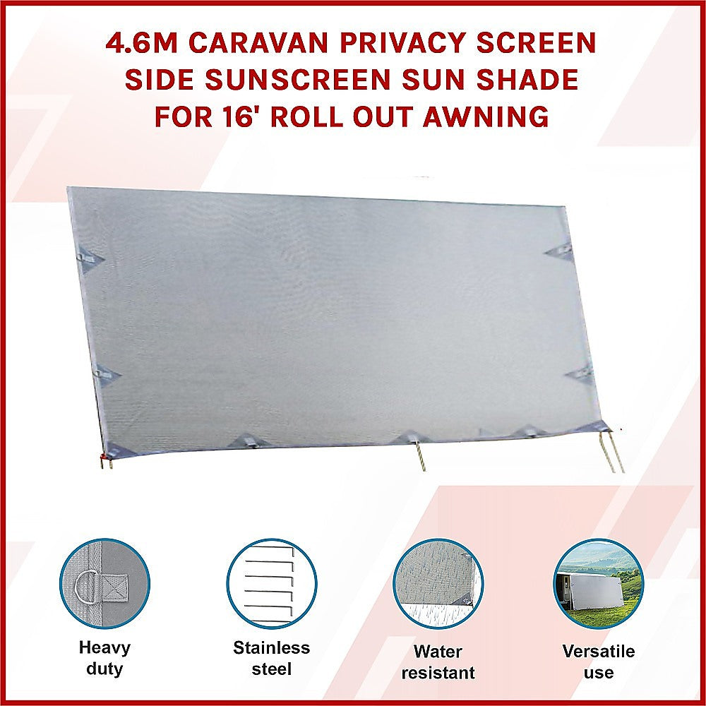4.6m Caravan Privacy Screen Side Sunscreen Sun Shade for 16' Roll Out Awning
