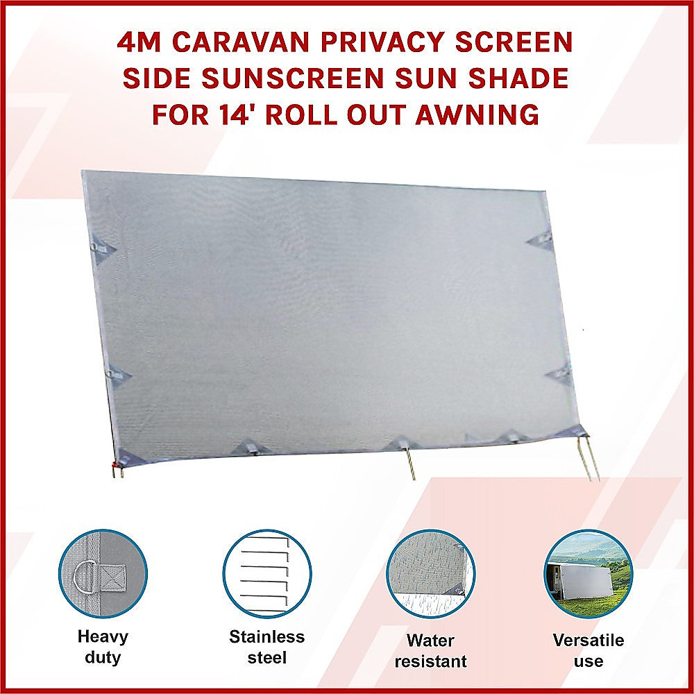 4m Caravan Privacy Screen Side Sunscreen Sun Shade for 14' Roll Out Awning