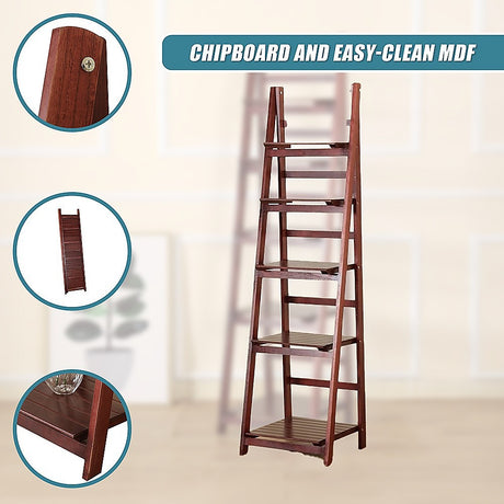 5-Tier Elegant Wooden Ladder Shelf
