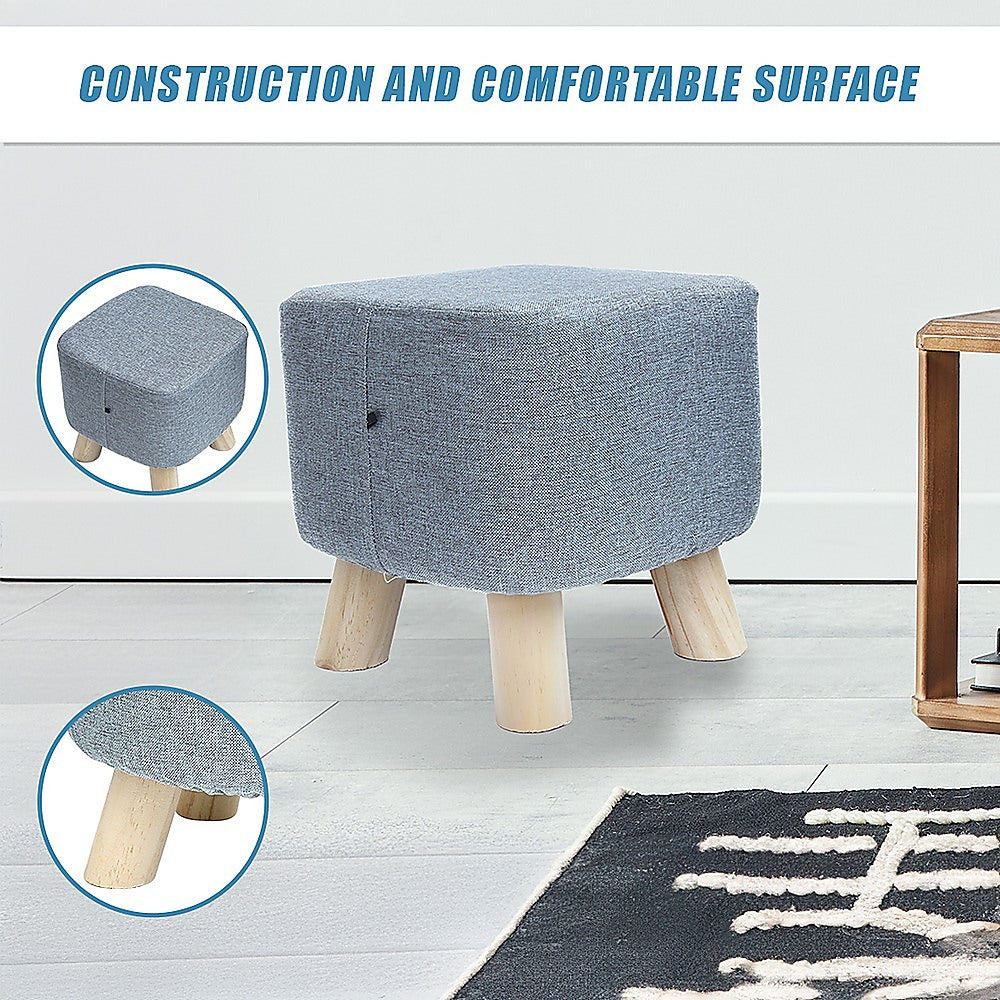 Randy Travis Machinery Grey Fabric Ottoman
