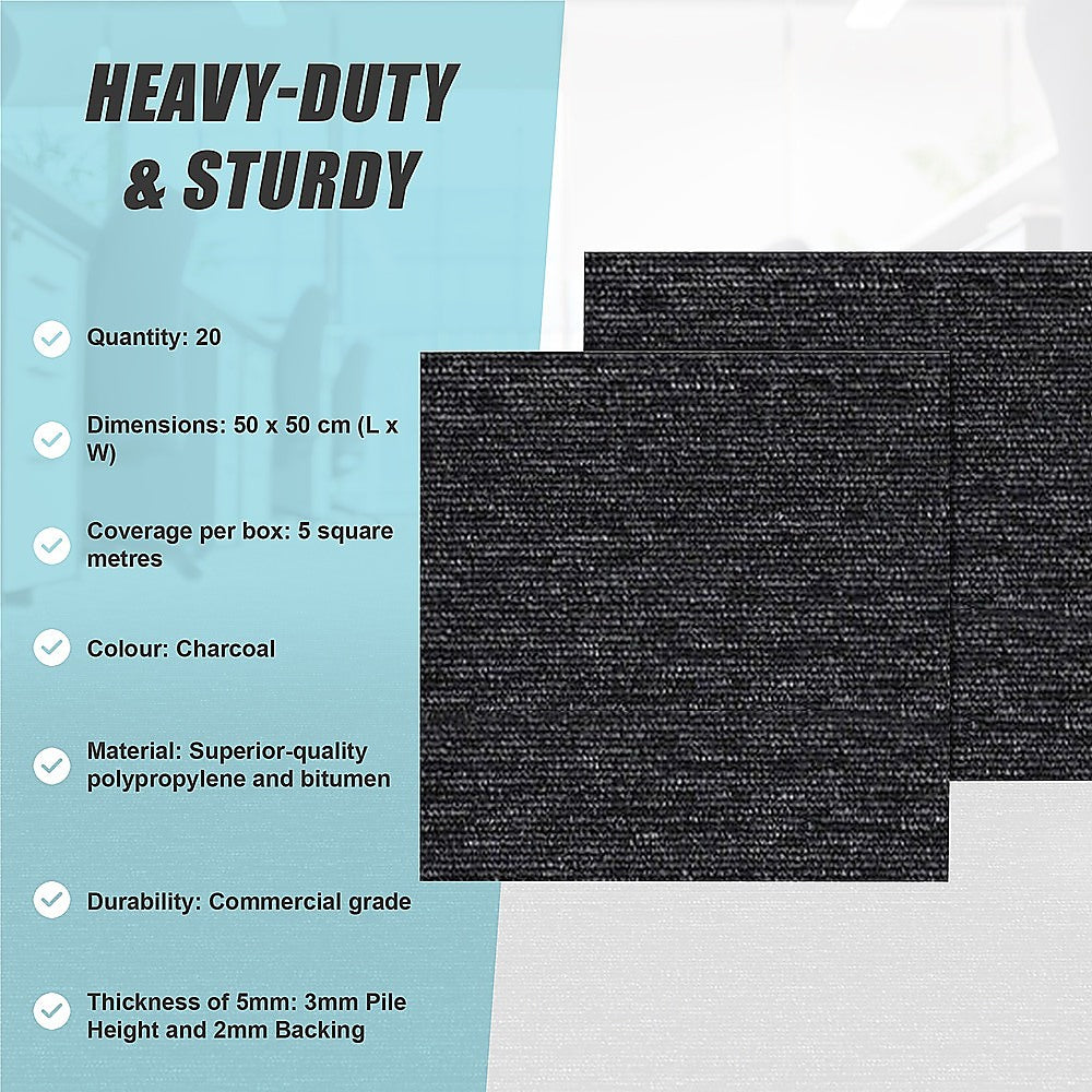 Premium Charcoal Carpet Tiles for Heavy Use