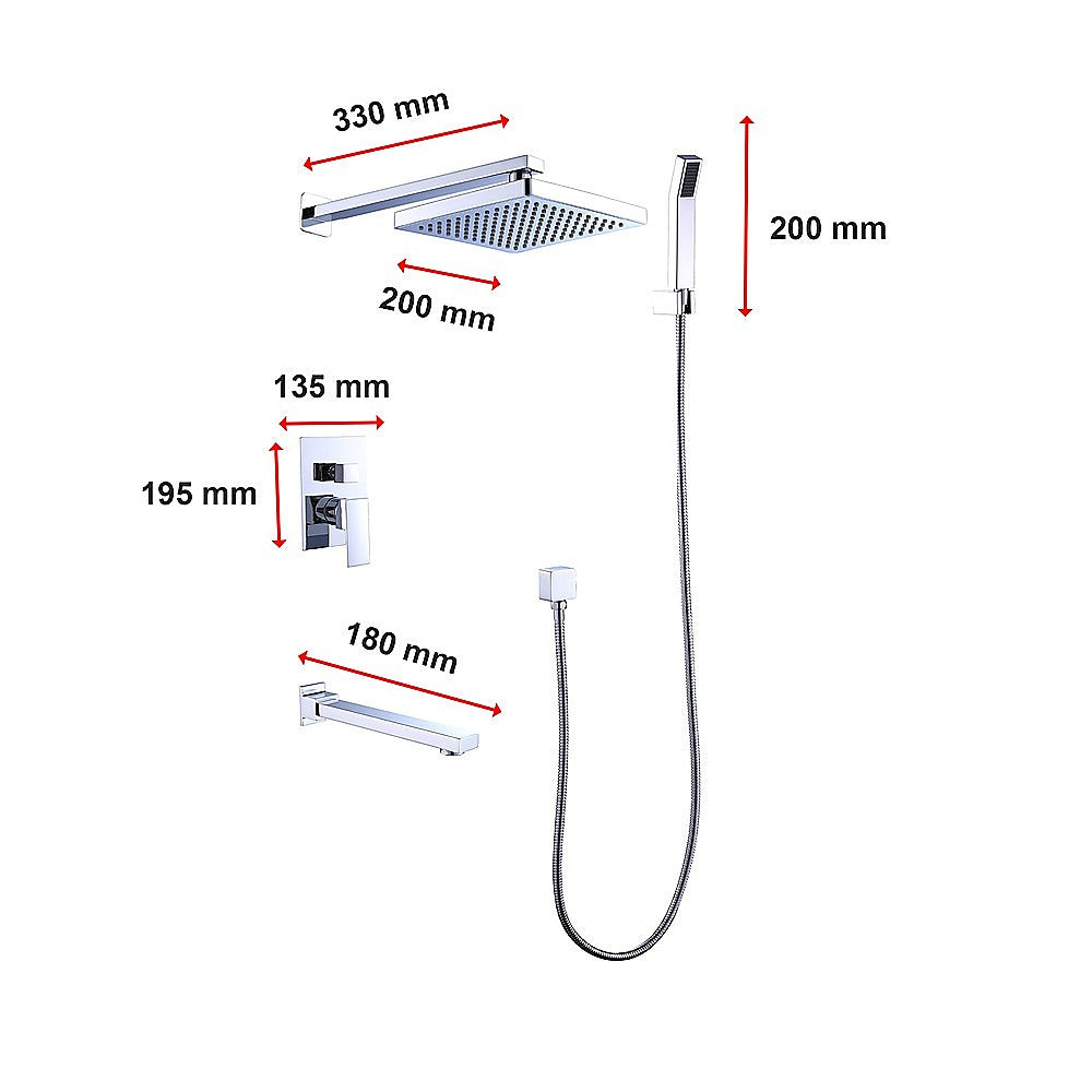 Luxurious 8" Rain Shower Head Mixer Set