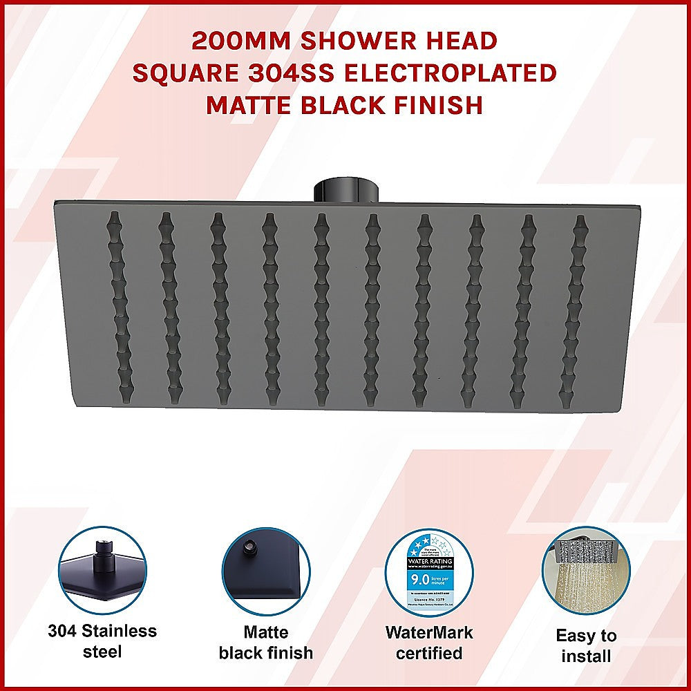 Della Francesca 200mm Matte Black Shower Head