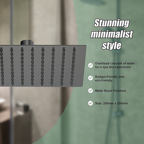 Della Francesca 200mm Matte Black Shower Head