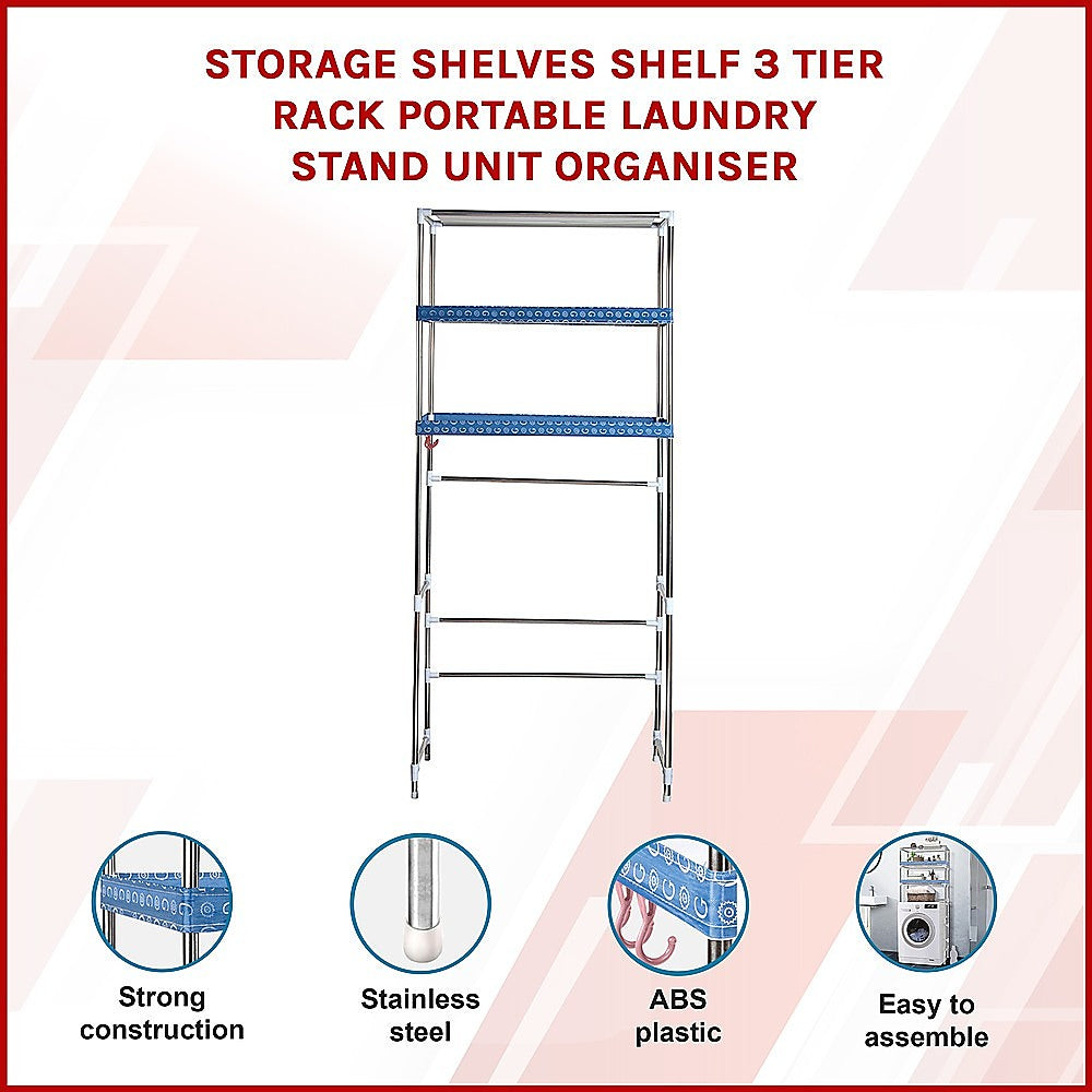 Three-Tier Portable Laundry Storage Rack