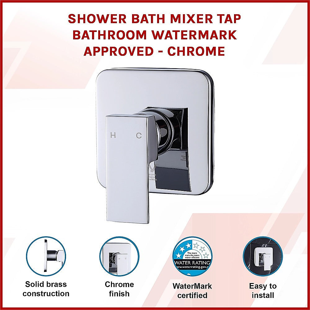 Shower Bath Mixer Tap Bathroom WATERMARK Approved - Chrome