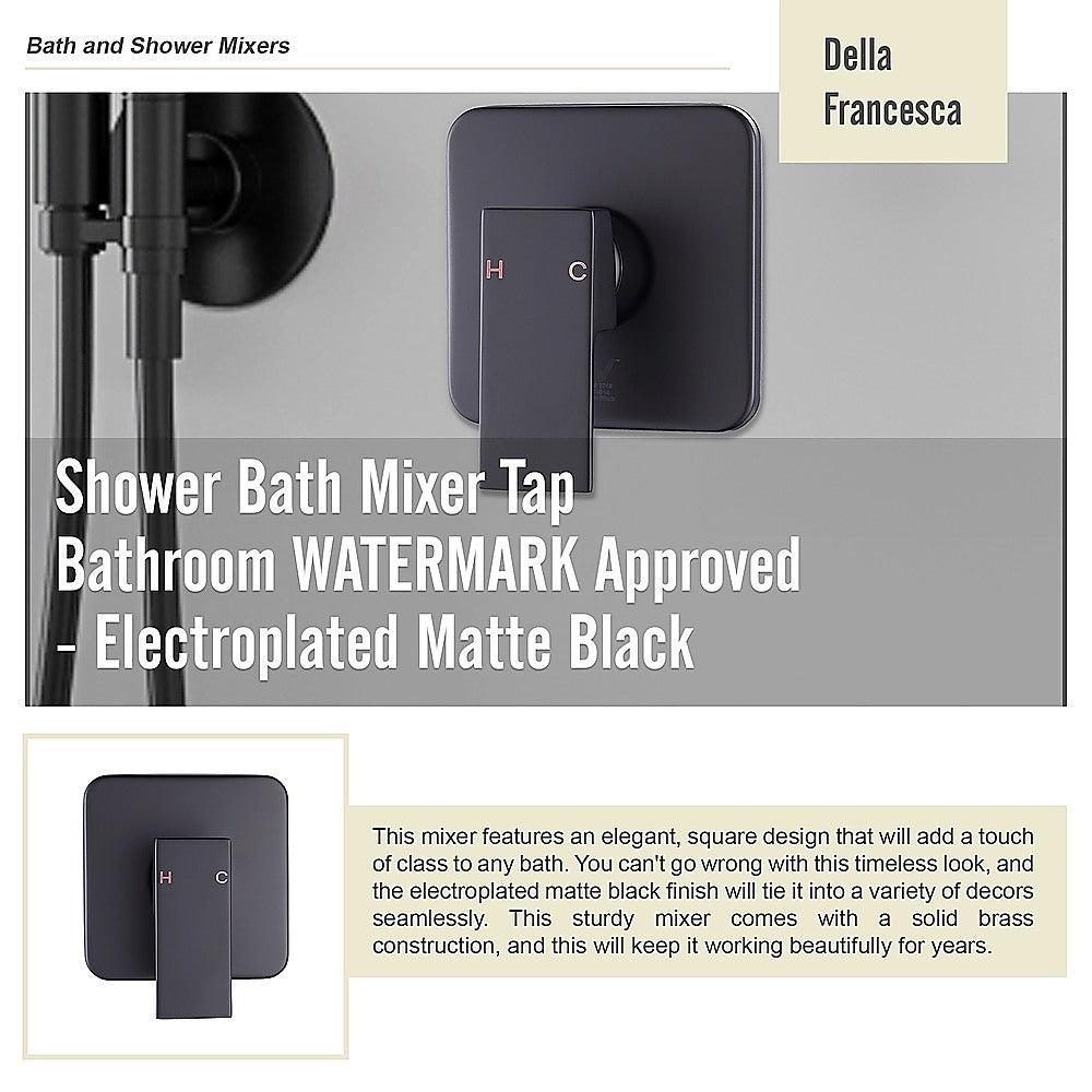 Shower Bath Mixer Tap Bathroom WATERMARK Approved - Electroplated Matte Black