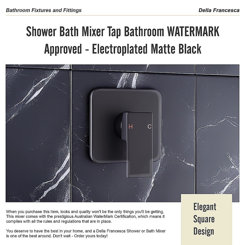 Shower Bath Mixer Tap Bathroom WATERMARK Approved - Electroplated Matte Black
