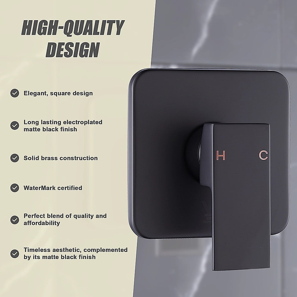 Shower Bath Mixer Tap Bathroom WATERMARK Approved - Electroplated Matte Black