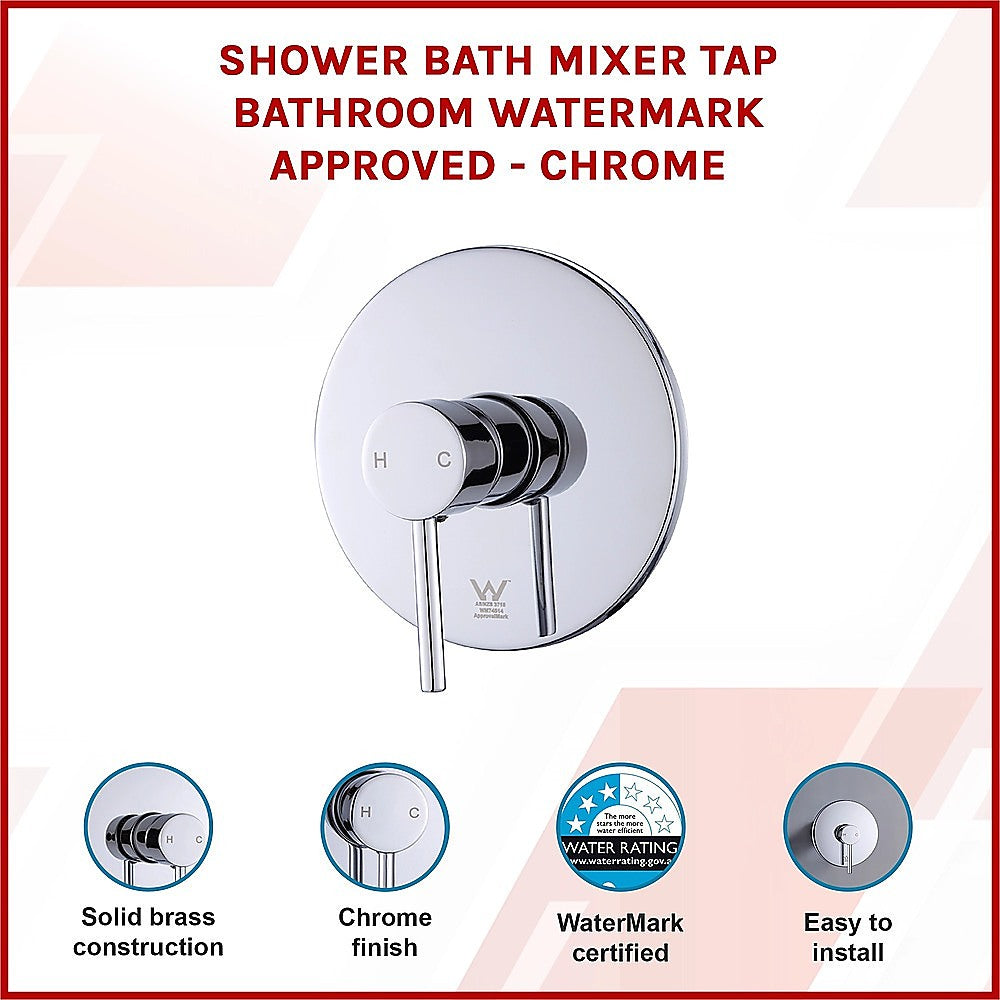 Shower Bath Mixer Tap Bathroom WATERMARK Approved - Chrome