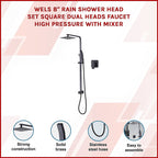WELS 8" Dual Rain Shower Head Set